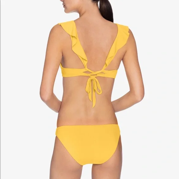 Robin Piccone Yellow Ruffle top Bikini - Picture 2 of 3